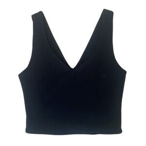 Amour Vert Rosa Paris Black Ribbed Crop Tank Size Small